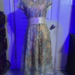 Pastel Multicolor Lace Dress size 6-8